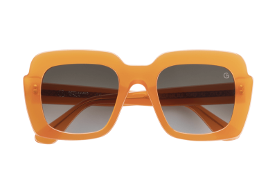 Manufacturing since 1954, Giorgio Nannini's raw textures combine with polished acetate for multi-dimensional sunglasses and spectacles from this Italian powerhouse, in a range of earthy and bright colourways. Drusilla features a statement square frame front with rounded corners and comes in a fresh Tangerine colourway with Category 3 brown gradient tinted lenses.