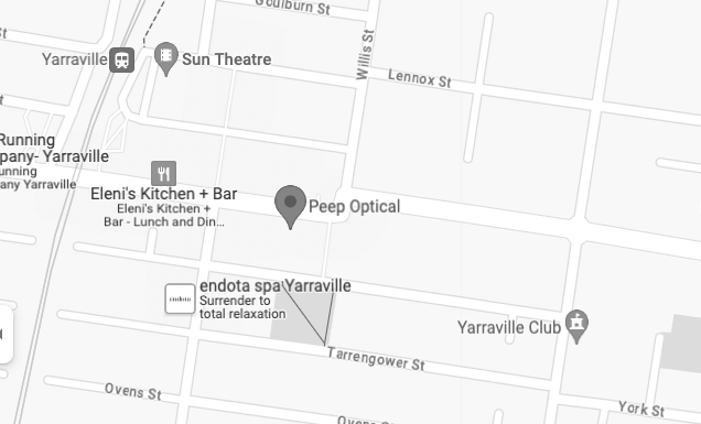 Peep Optical Map showing street address.