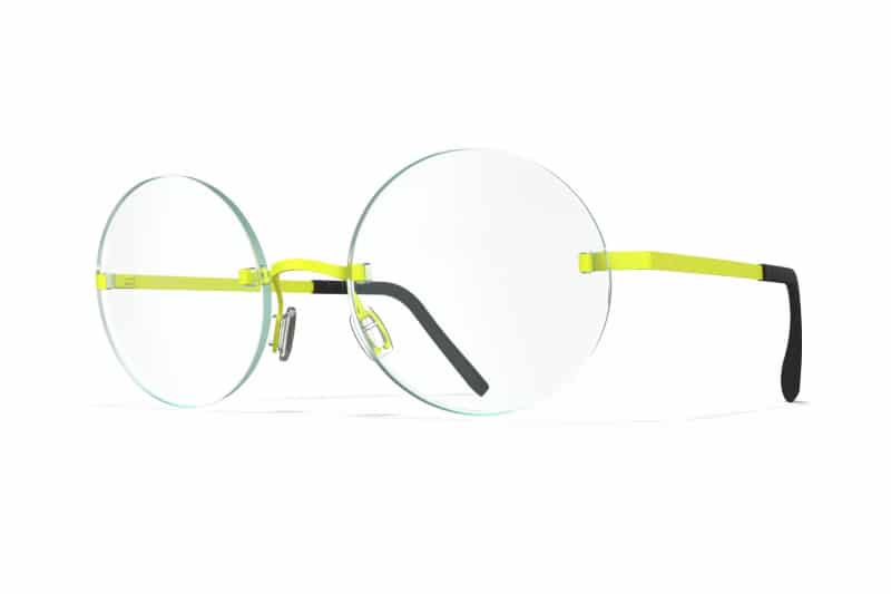 yellow titanium rimless frame